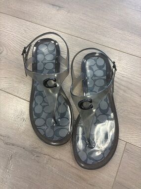 Coach Gray Natalee Jelly Signature C logo sandals
